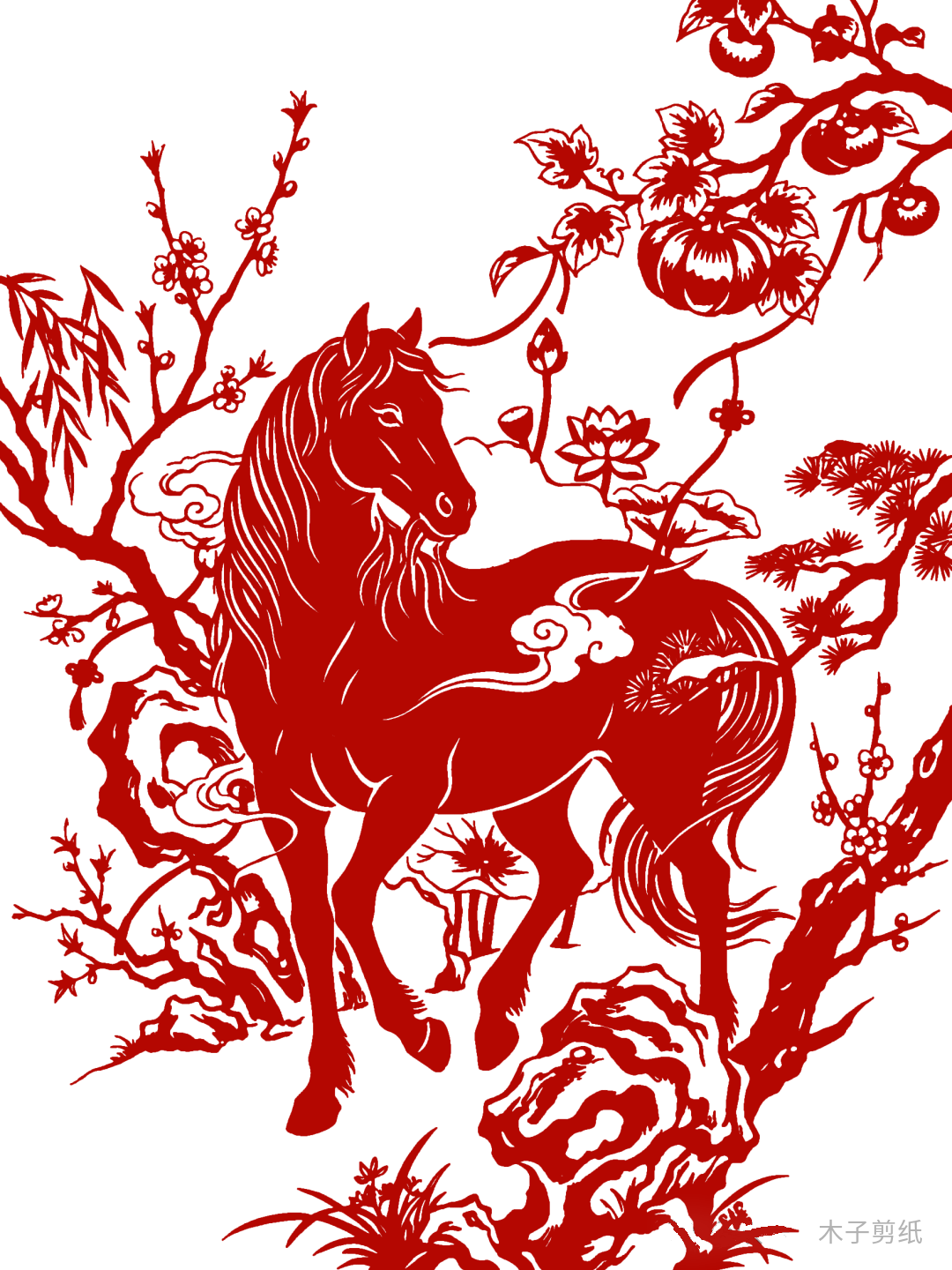 迎世界馬年，賞紅馬剪紙作品
