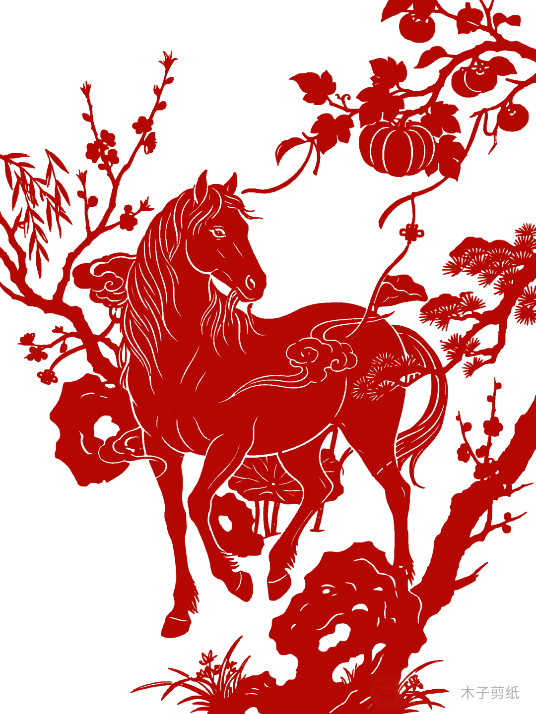 迎世界馬年，賞紅馬剪紙作品