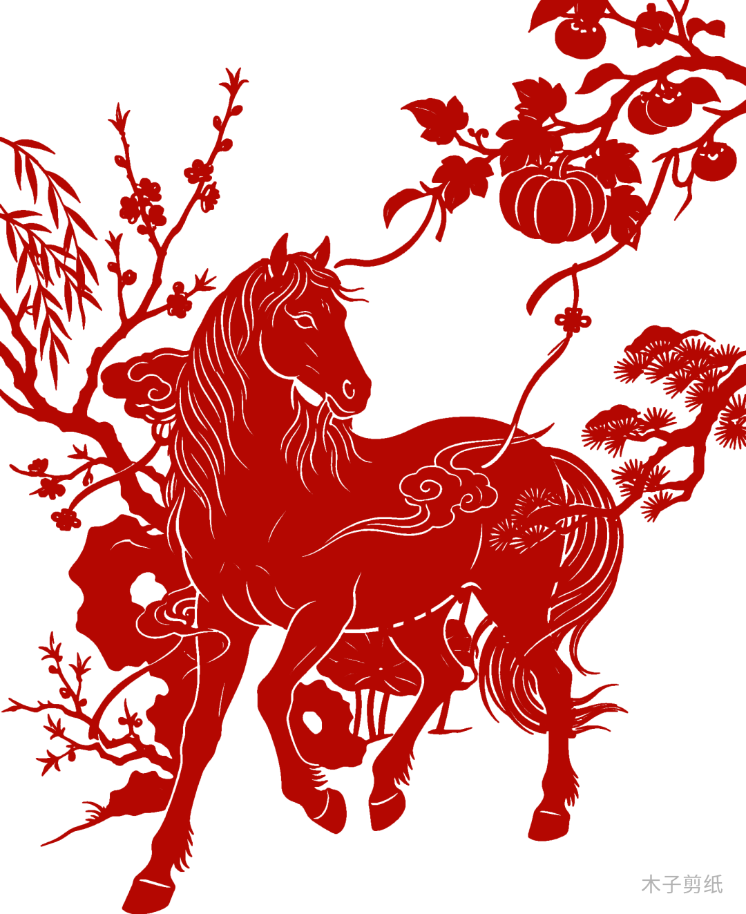 迎世界馬年，賞紅馬剪紙作品